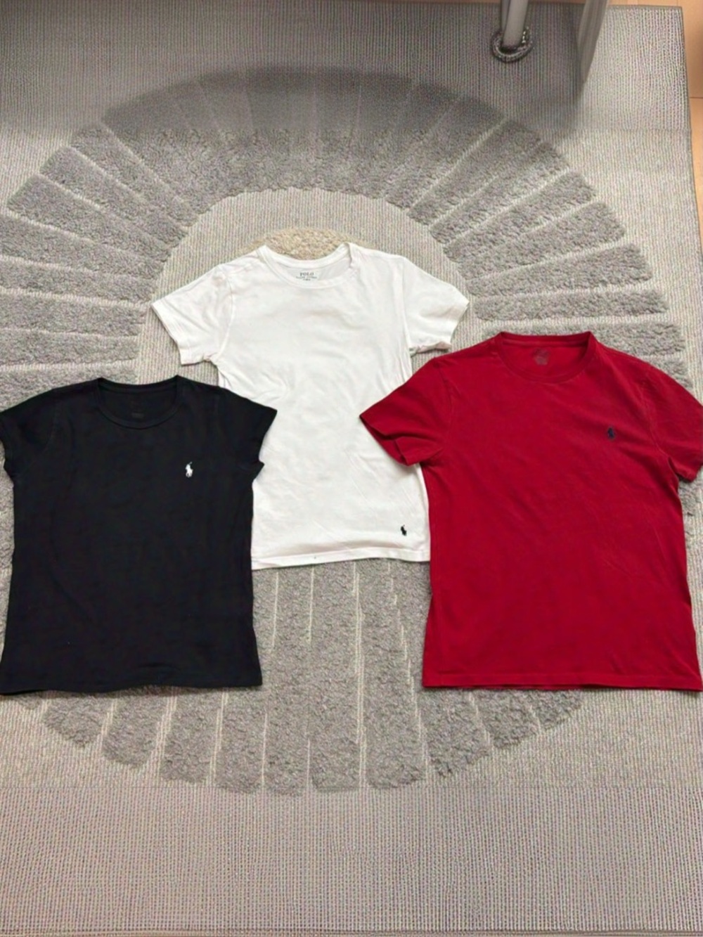 BUNDLE Polo Ralph Lauren Essential Crewneck Tees - Set of 3 (Black, White, Red)
